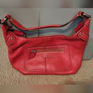Coach Authentic Vintage Penelope Pebbled Leather Hobo Shoulder Bag Handbag - Red
